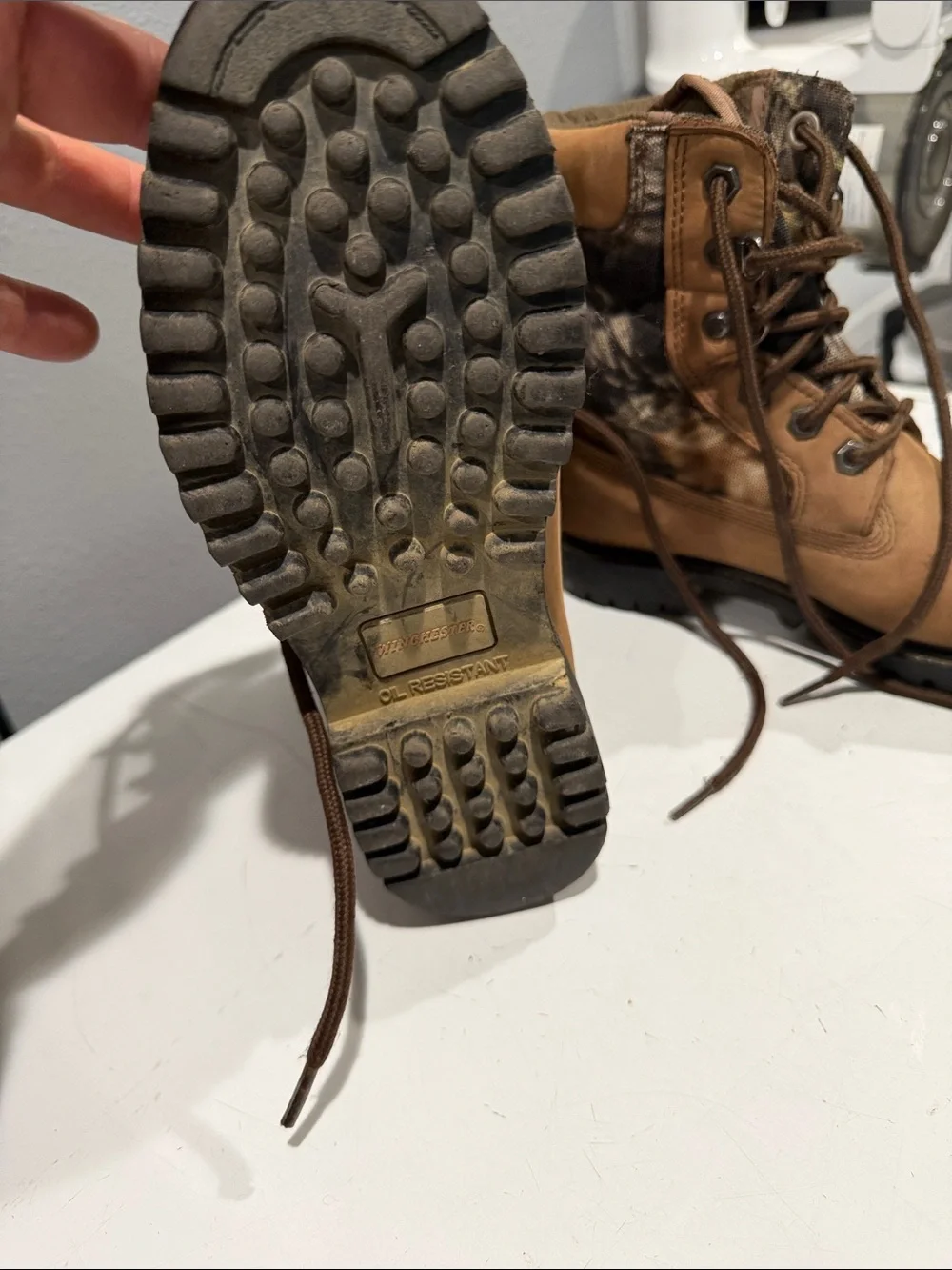 Winchester Kids' Tan Camo Lace-Up Boots